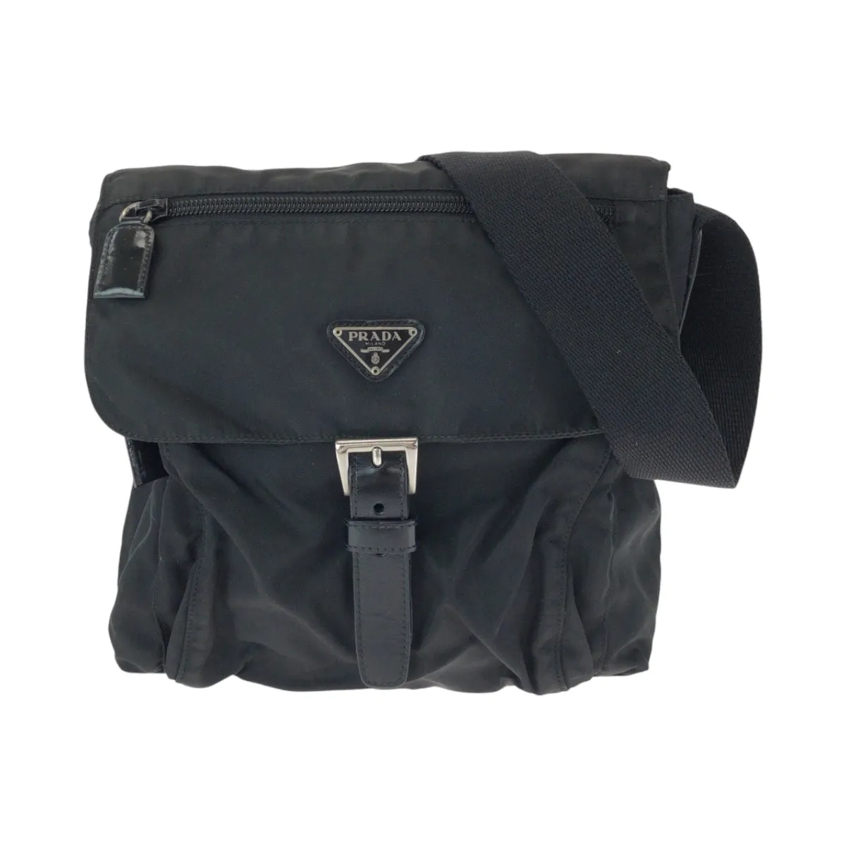 PRADA Shoulder Bag B5469F Nylon black Shoulder Bag pochette Test Triangle With logo Women Used