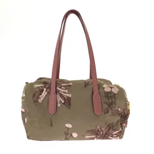 PRADA Shoulder Bag Nylon Beige Pink Gold Metal Handbag Shoulder Bag Mini Boston Duffel bag Test Floral triangleWith logo Women Used