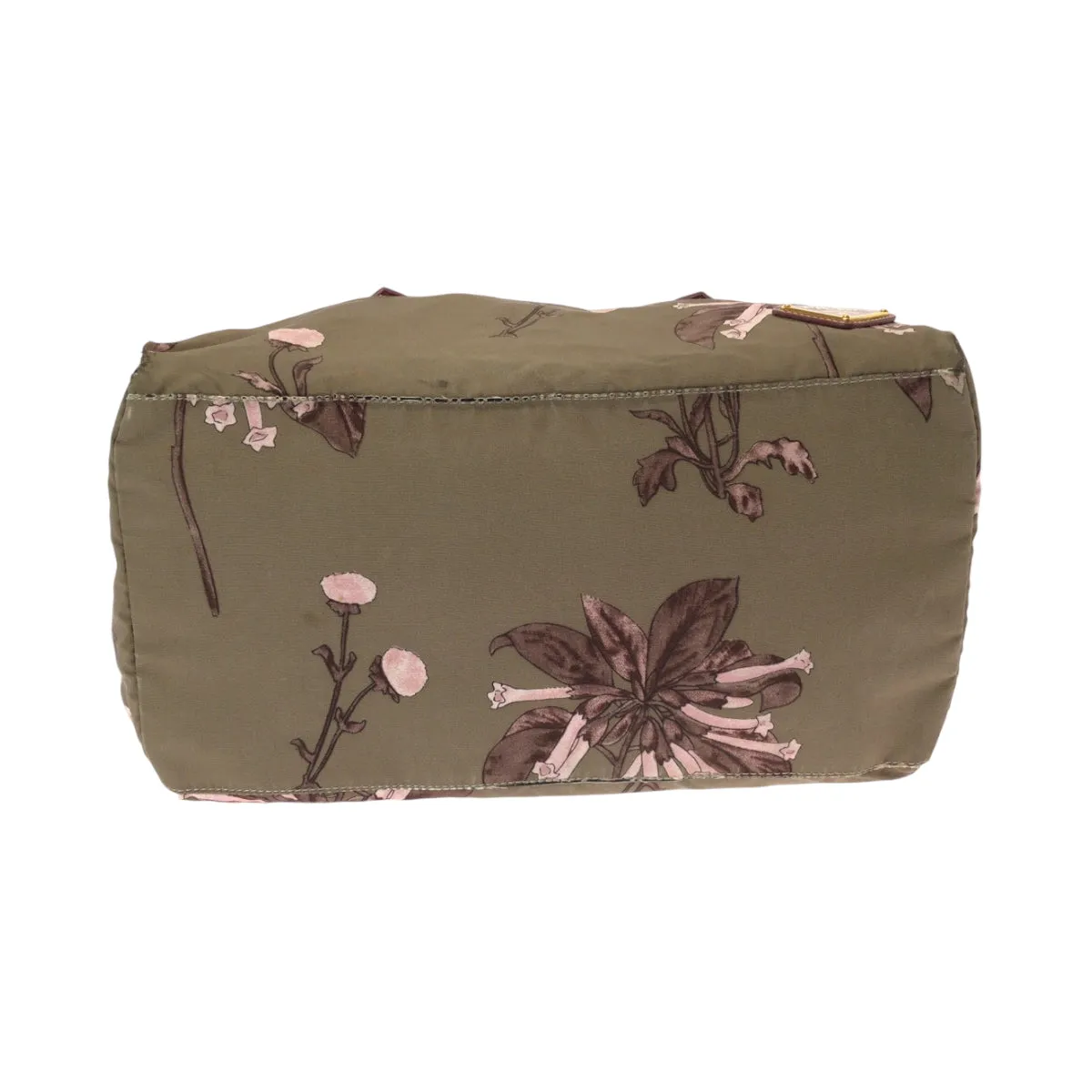 PRADA Shoulder Bag Nylon Beige Pink Gold Metal Handbag Shoulder Bag Mini Boston Duffel bag Test Floral triangleWith logo Women Used