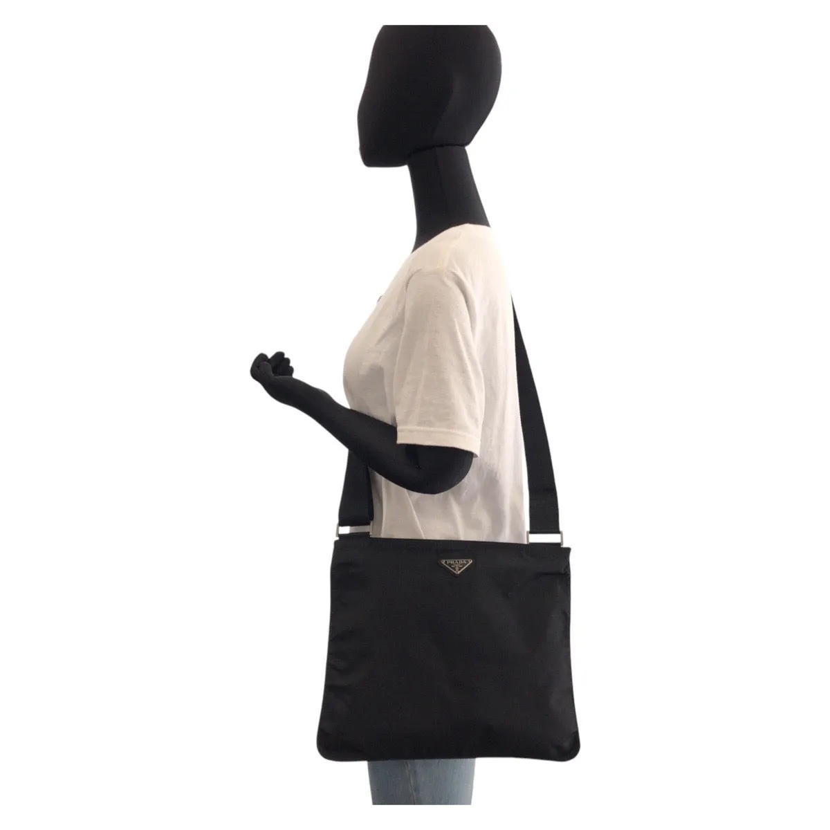 PRADA Shoulder Bag Nylon black Shoulder Bag Messenger bag Test Triangle With logo Women Used