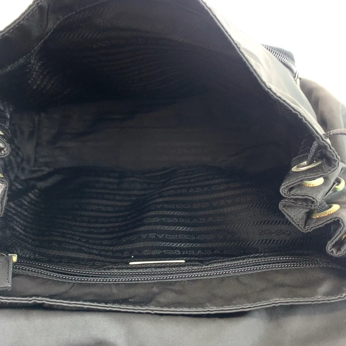 PRADA Shoulder Bag Nylon Black SilverMetal Crossbody Shoulder Bag Pochette Test Triangle With logo Women Used