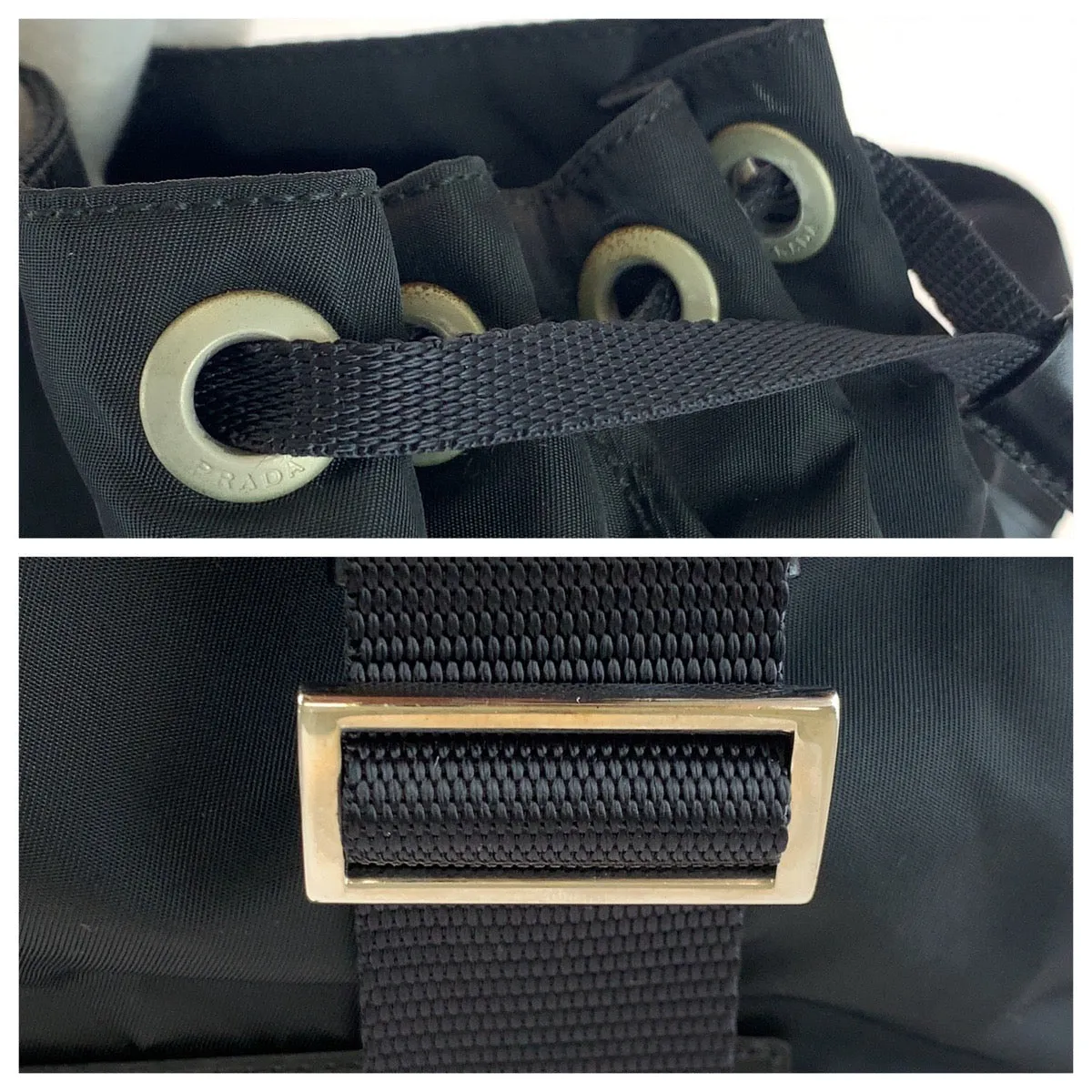 PRADA Shoulder Bag Nylon Black SilverMetal Crossbody Shoulder Bag Pochette Test Triangle With logo Women Used