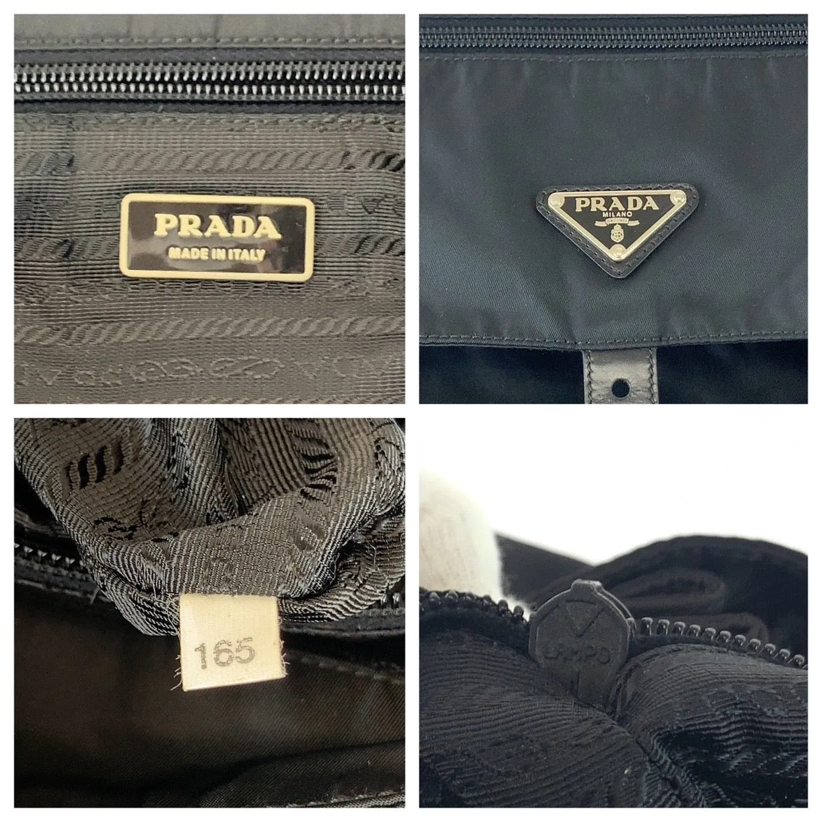 PRADA Shoulder Bag Nylon Black SilverMetal Crossbody Shoulder Bag Pochette Test Triangle With logo Women Used
