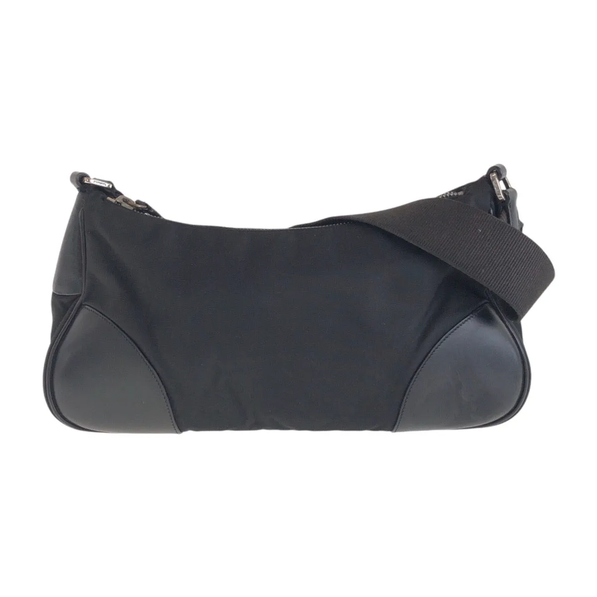 PRADA Shoulder Bag Nylon Black SilverMetal Shoulder Bag accessory pouch Test Triangle With logo Women Used