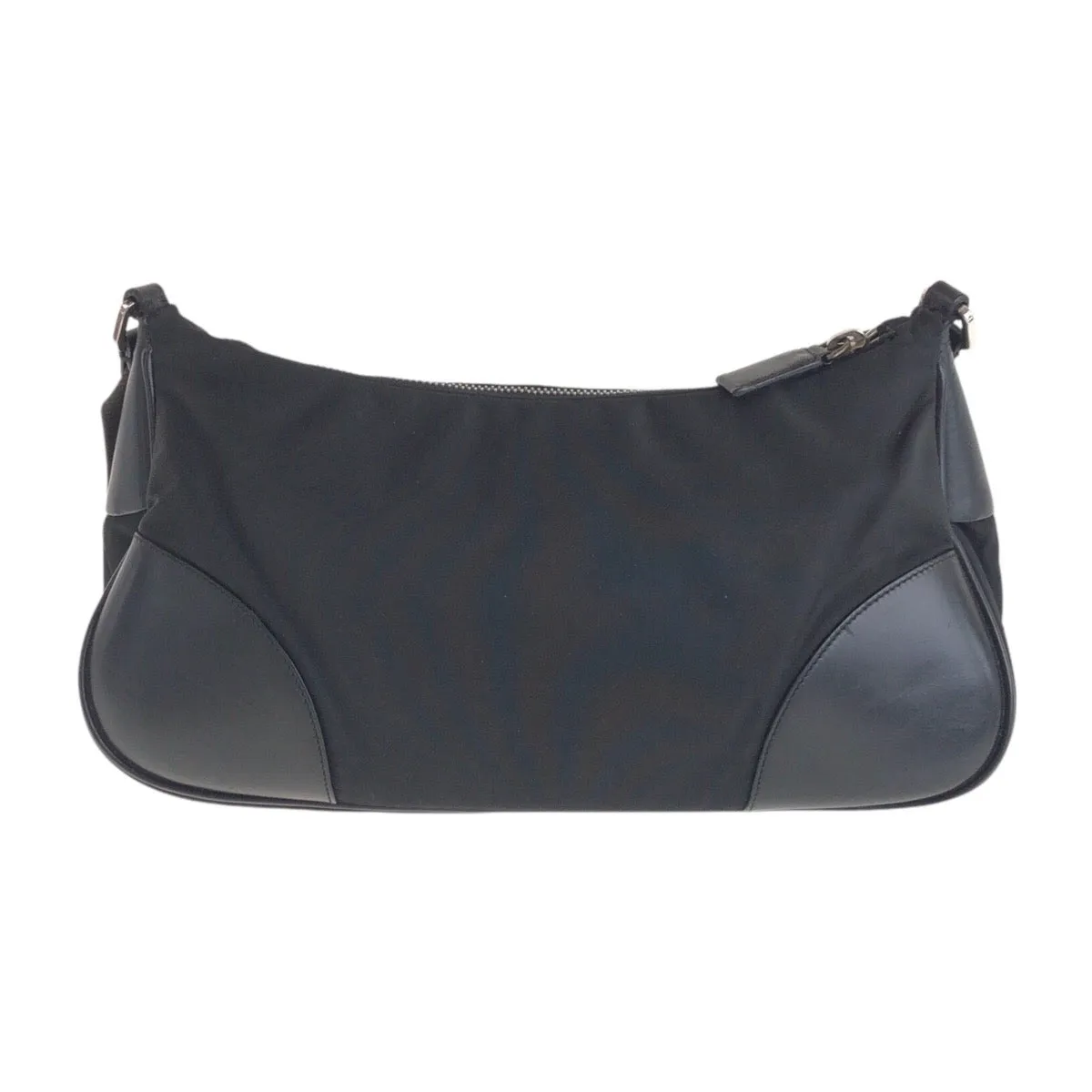 PRADA Shoulder Bag Nylon Black SilverMetal Shoulder Bag accessory pouch Test Triangle With logo Women Used