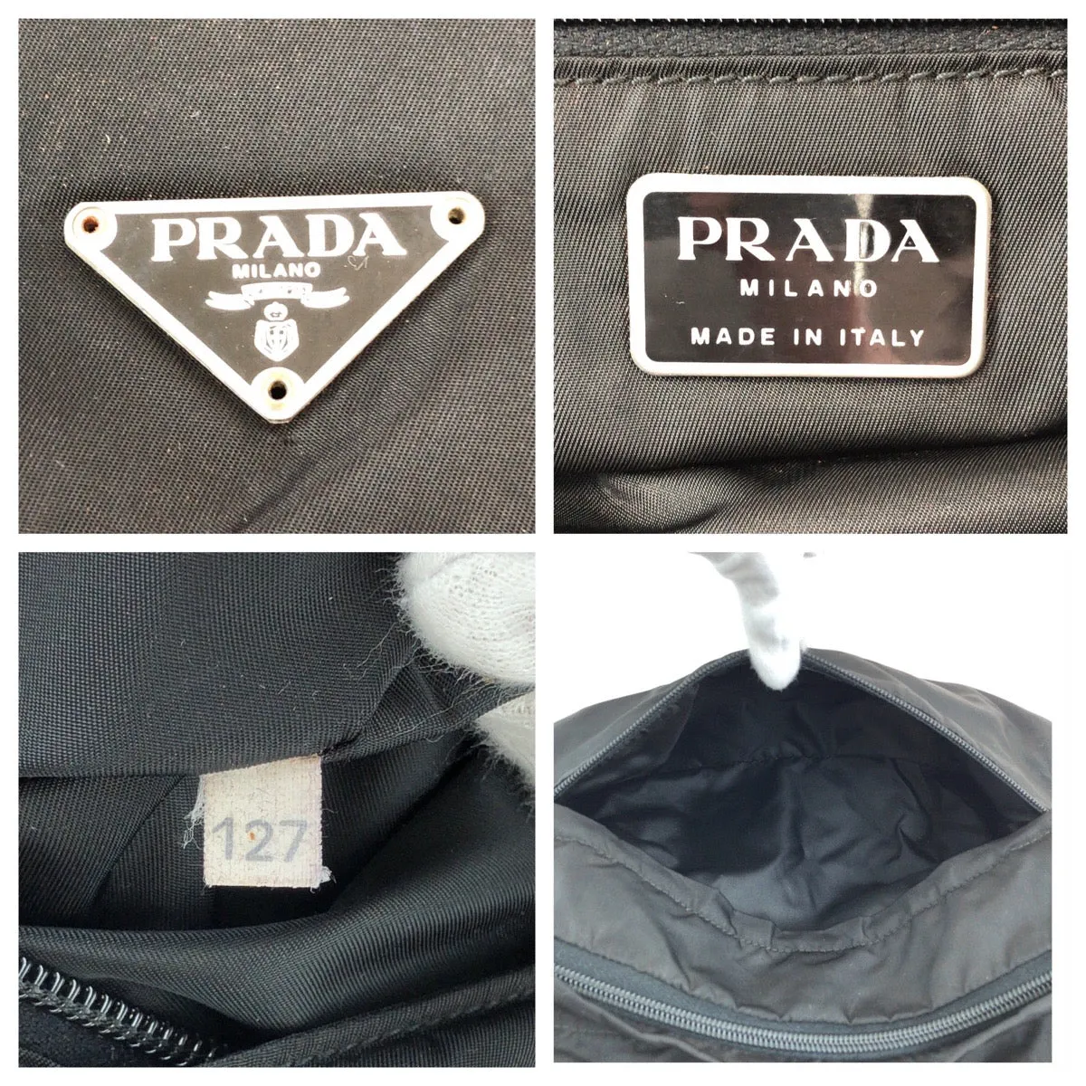 PRADA Shoulder Bag Nylon Black SilverMetal Shoulder Bag Messenger bag Test Triangle With logo Women Used