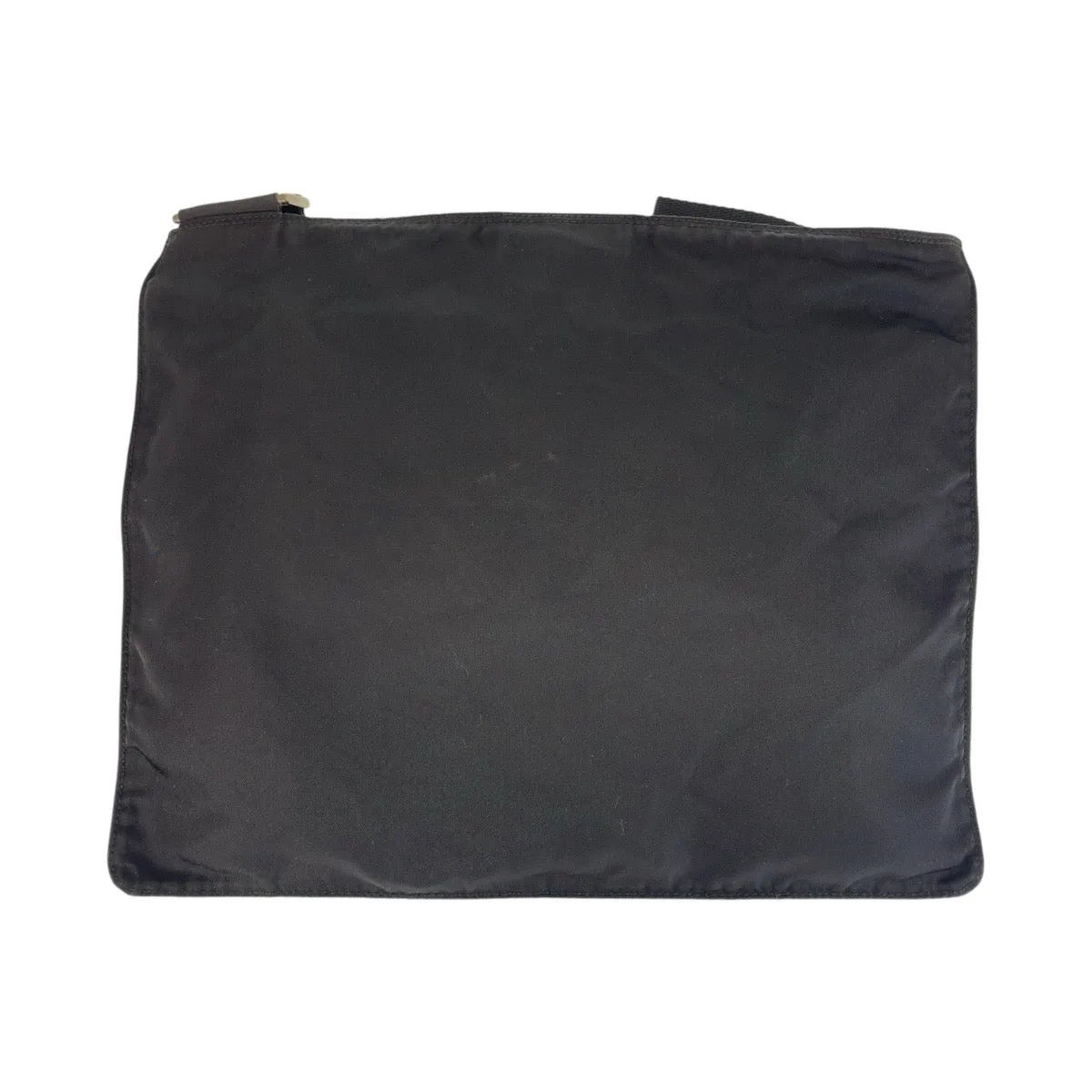 PRADA Shoulder Bag Nylon Black SilverMetal Shoulder Bag Test Triangle With logo Women Used