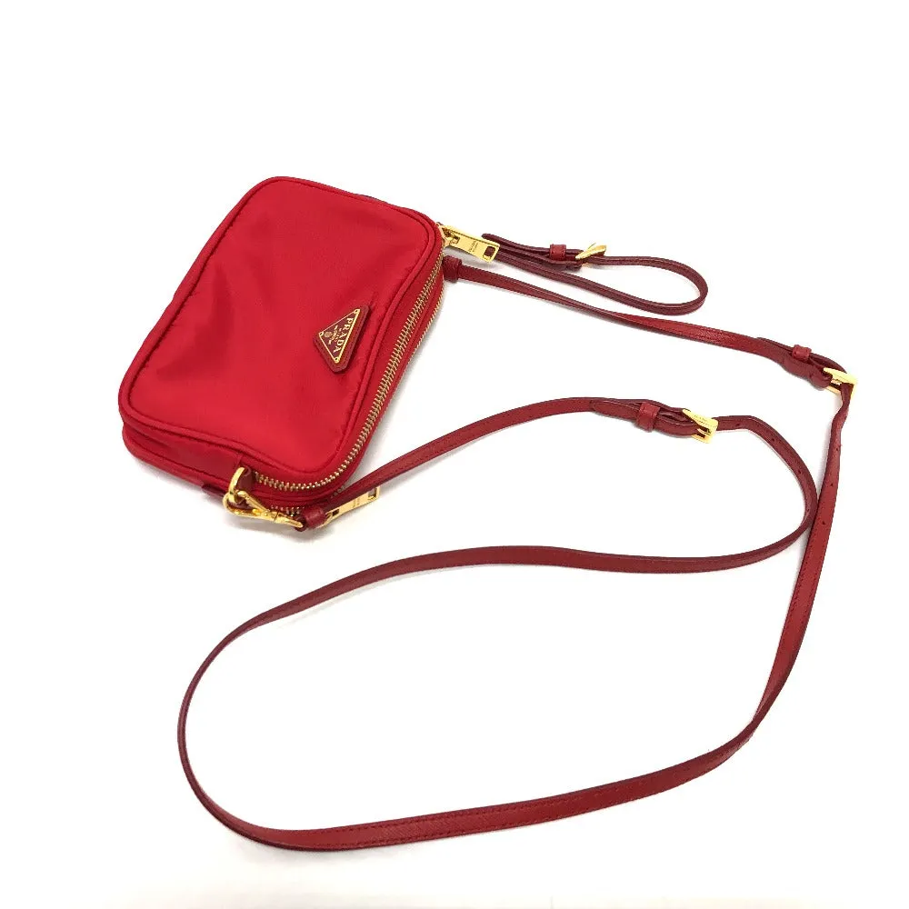 PRADA Shoulder Bag Nylon Red Triangle logo plate unisex(Unisex) Used