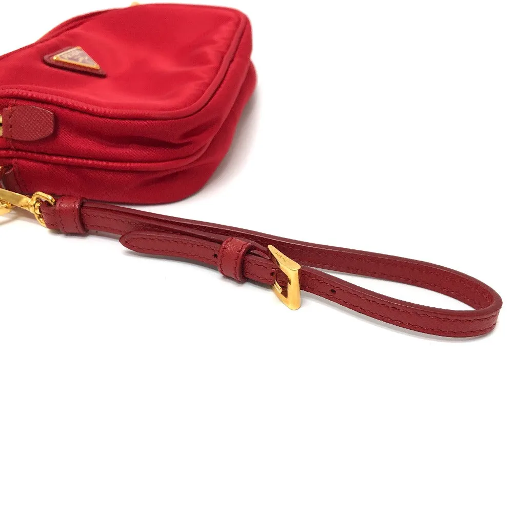 PRADA Shoulder Bag Nylon Red Triangle logo plate unisex(Unisex) Used