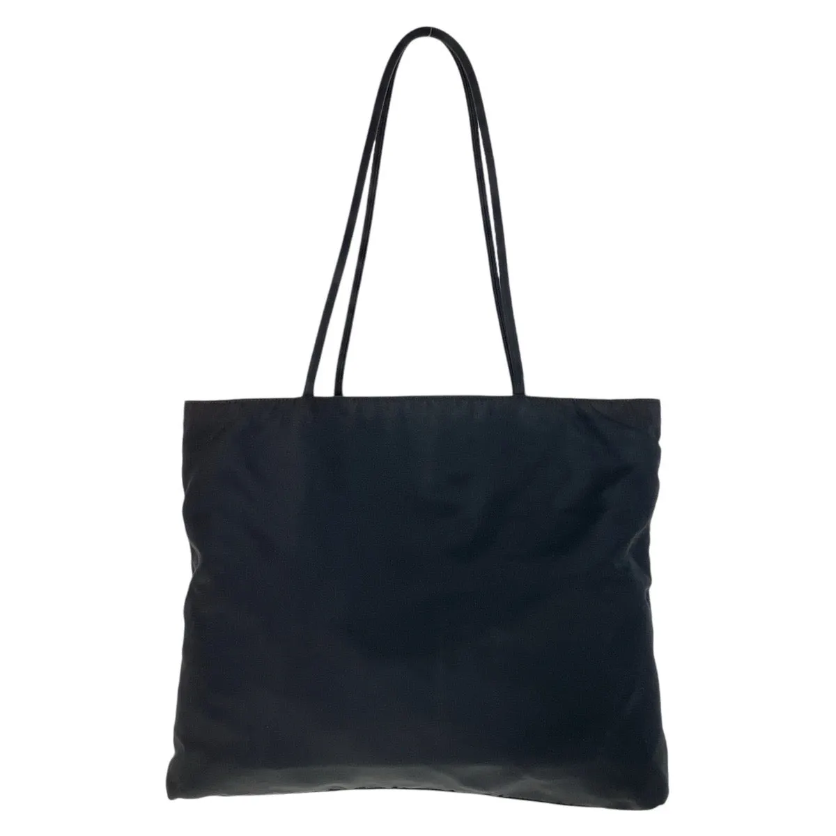 PRADA Tote Bag Nylon Black SilverMetal Tote Bag Shoulder Bag Test Triangle With logo Women Used