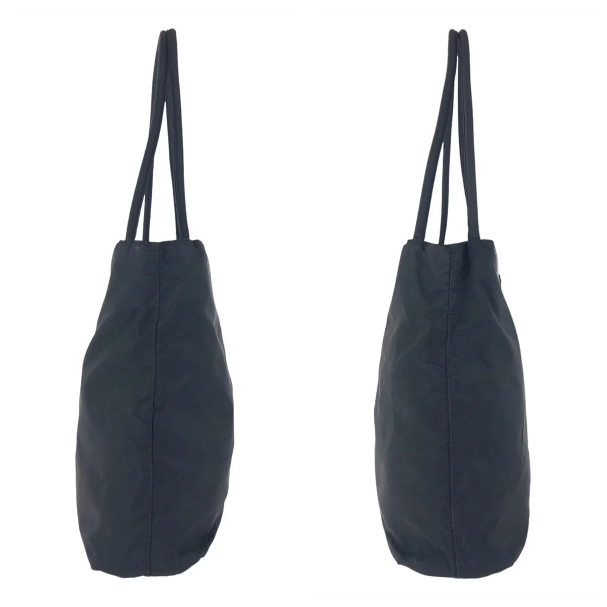 PRADA Tote Bag Nylon Black SilverMetal Tote Bag Shoulder Bag Test Triangle With logo Women Used