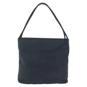 PRADA Tote Bag Nylon Black SilverMetal Tote Bag Shoulder Bag Test Triangle With logo Women Used
