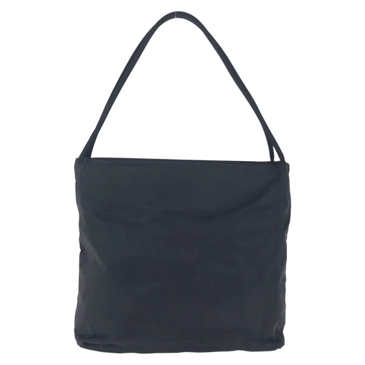 PRADA Tote Bag Nylon Black SilverMetal Tote Bag Shoulder Bag Test Triangle With logo Women Used