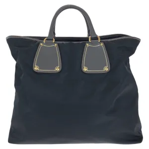 PRADA Tote Bag Nylon, Leather Black Gold Metal Tote Bag Shoulder Bag 2way Testo Saffiano mens Used