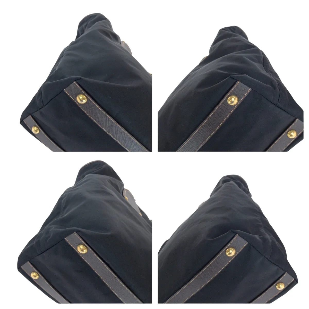 PRADA Tote Bag Nylon, Leather Black Gold Metal Tote Bag Shoulder Bag 2way Testo Saffiano mens Used