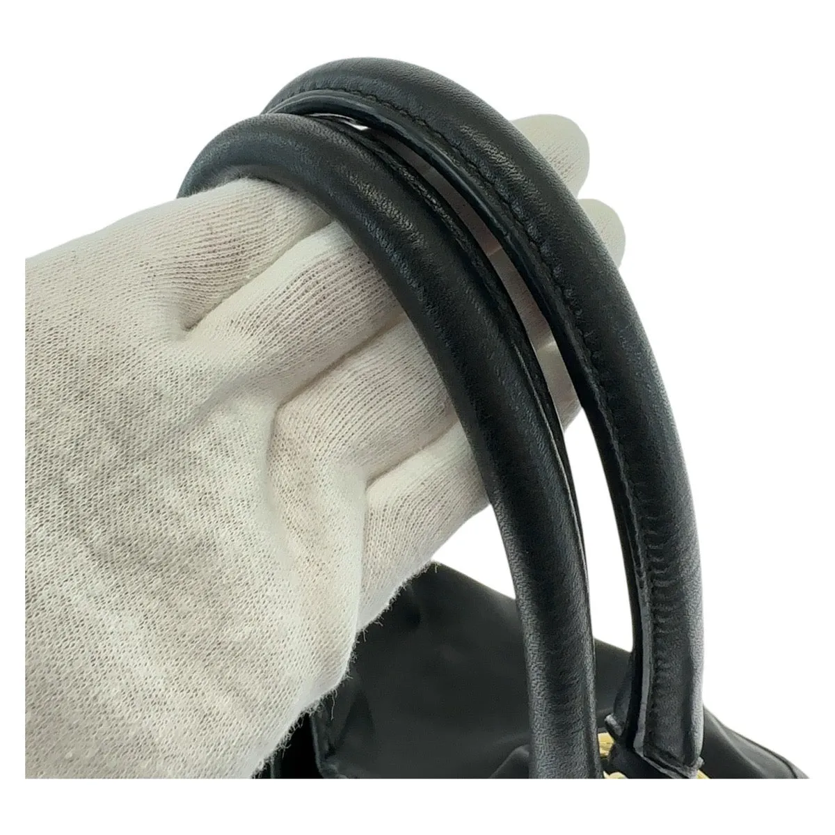 PRADA Tote Bag Nylon, Leather Black GoldMetal Tote Bag Shoulder Bag Handbag Women Used