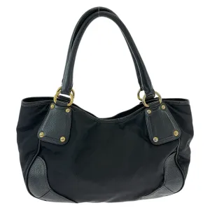 PRADA Tote Bag Nylon, Leather Black GoldMetal Tote Bag Shoulder Bag Handbag Women Used