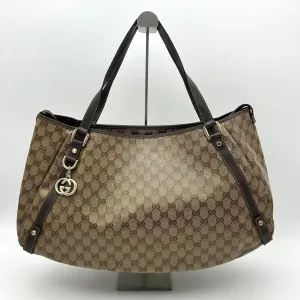 Pre-owned GUCCI Crystal Monogram Medium Abbey Shoulder Bag Dark Brown gu8813gs