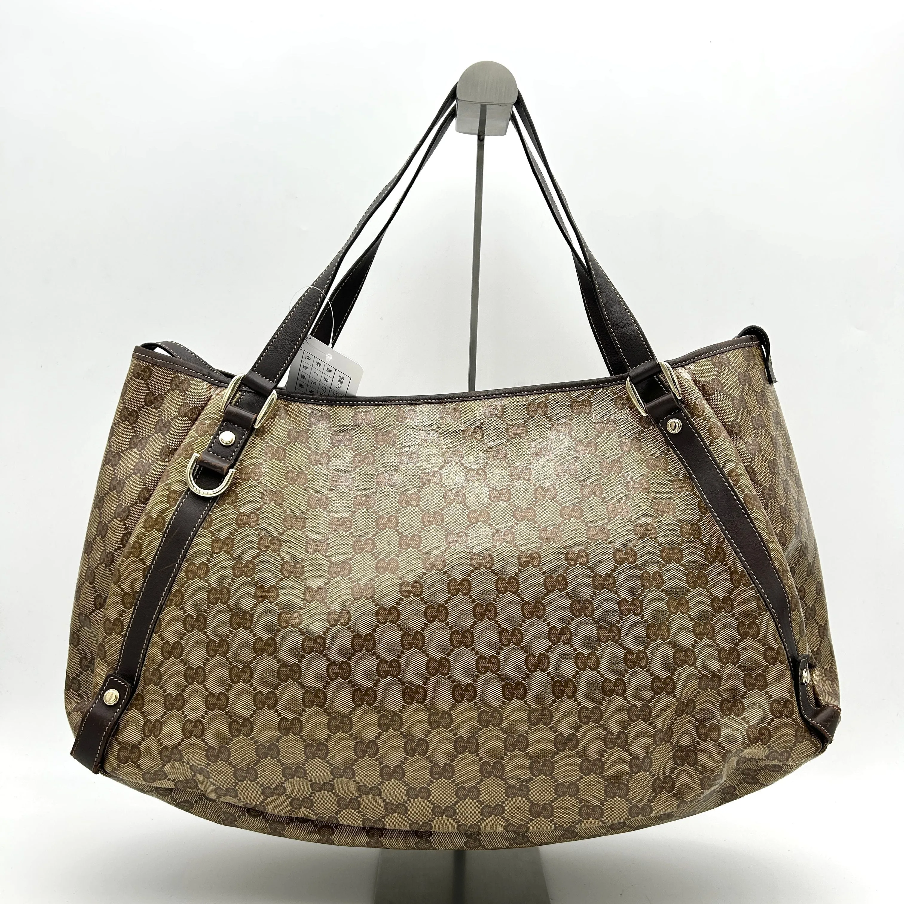 Pre-owned GUCCI Crystal Monogram Medium Abbey Shoulder Bag Dark Brown gu8813gs