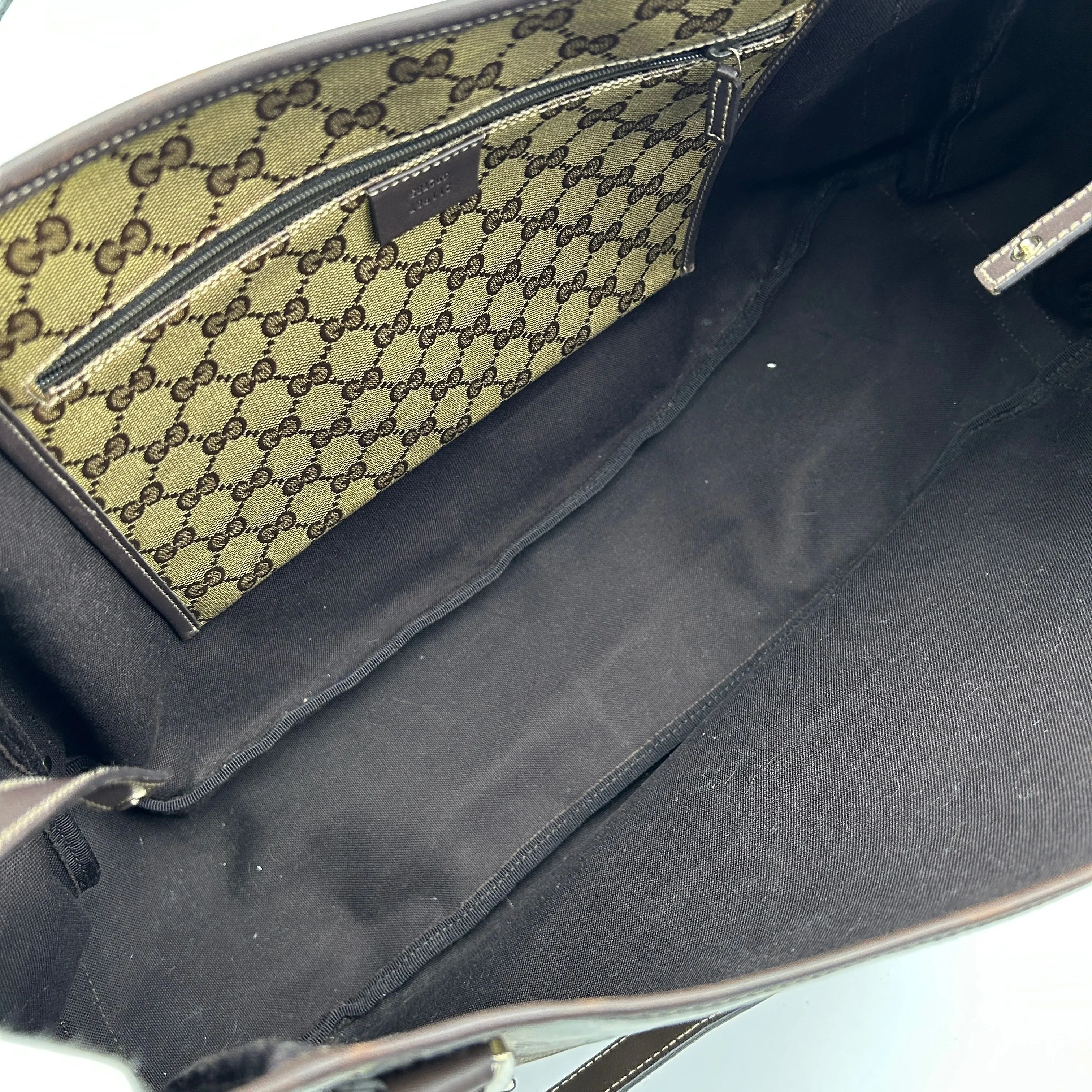 Pre-owned GUCCI Crystal Monogram Medium Abbey Shoulder Bag Dark Brown gu8813gs