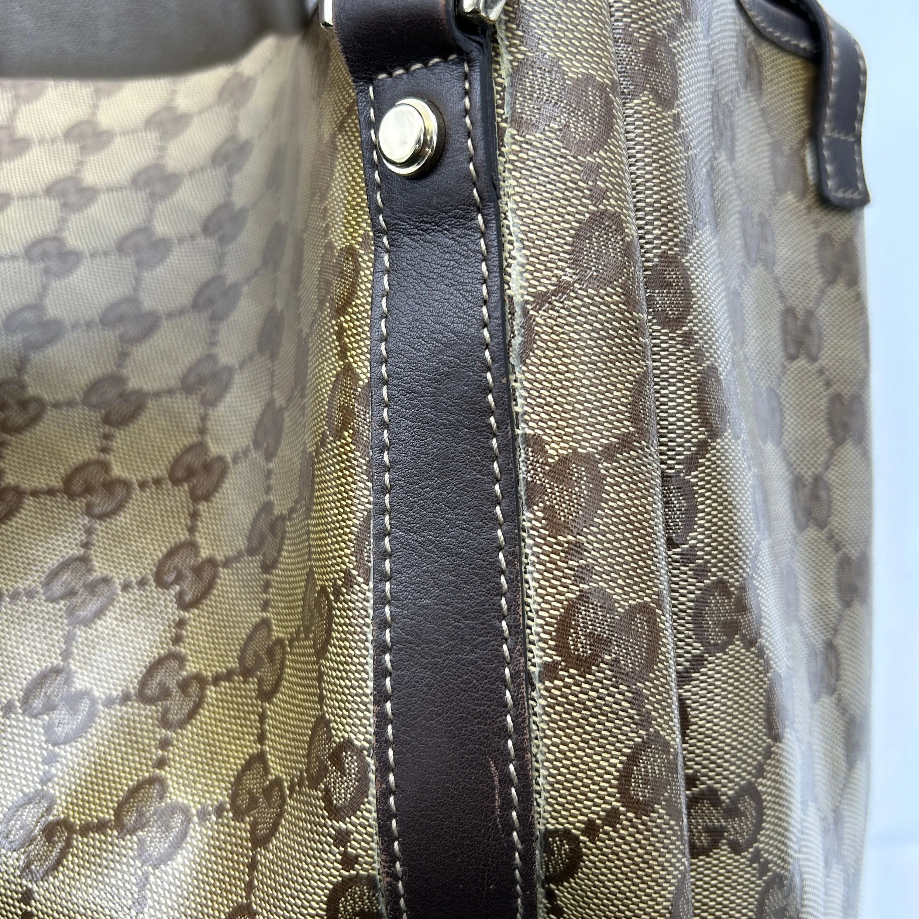 Pre-owned GUCCI Crystal Monogram Medium Abbey Shoulder Bag Dark Brown gu8813gs