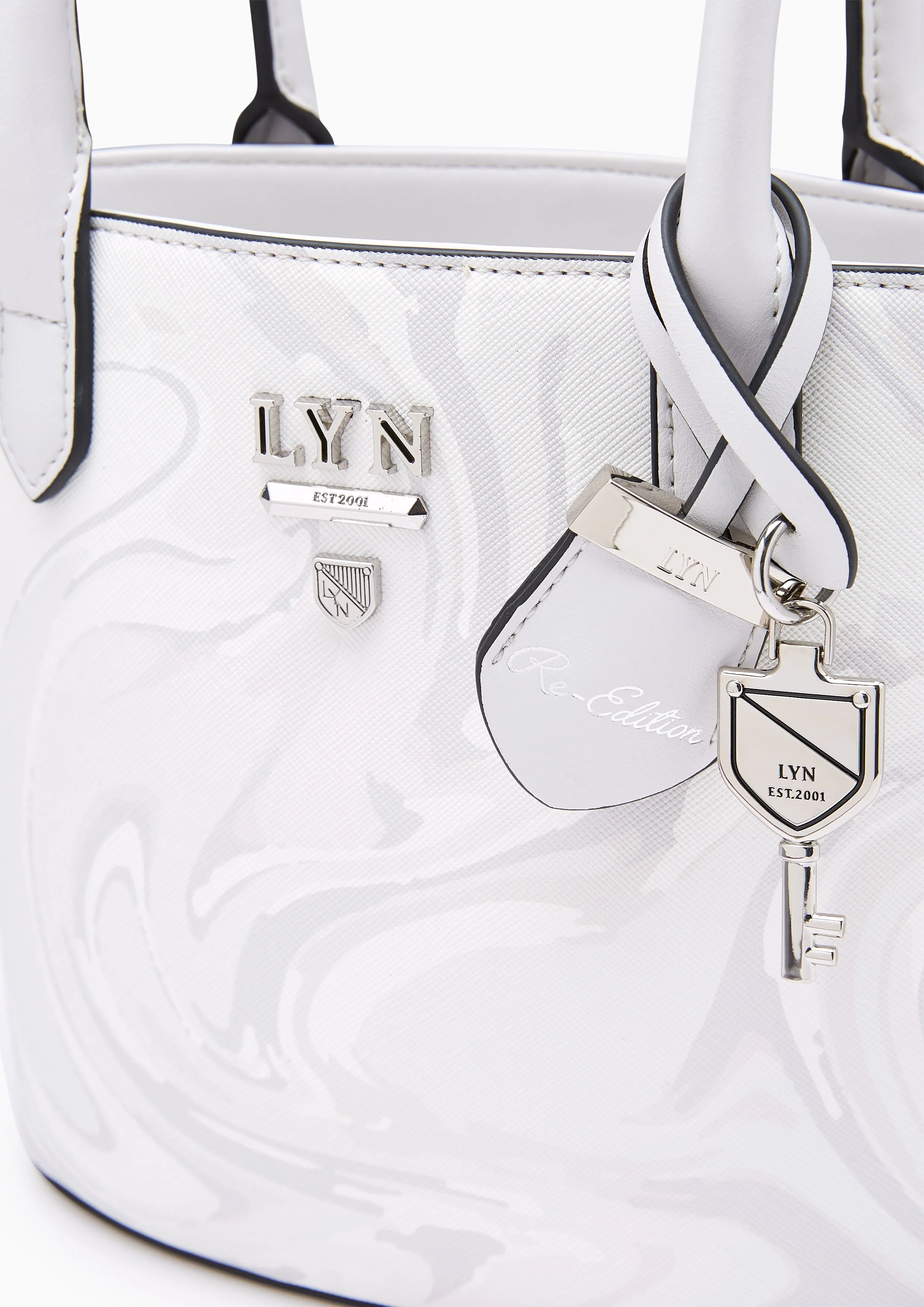 Re-Edit Marble Mini Tote Bag Light Grey