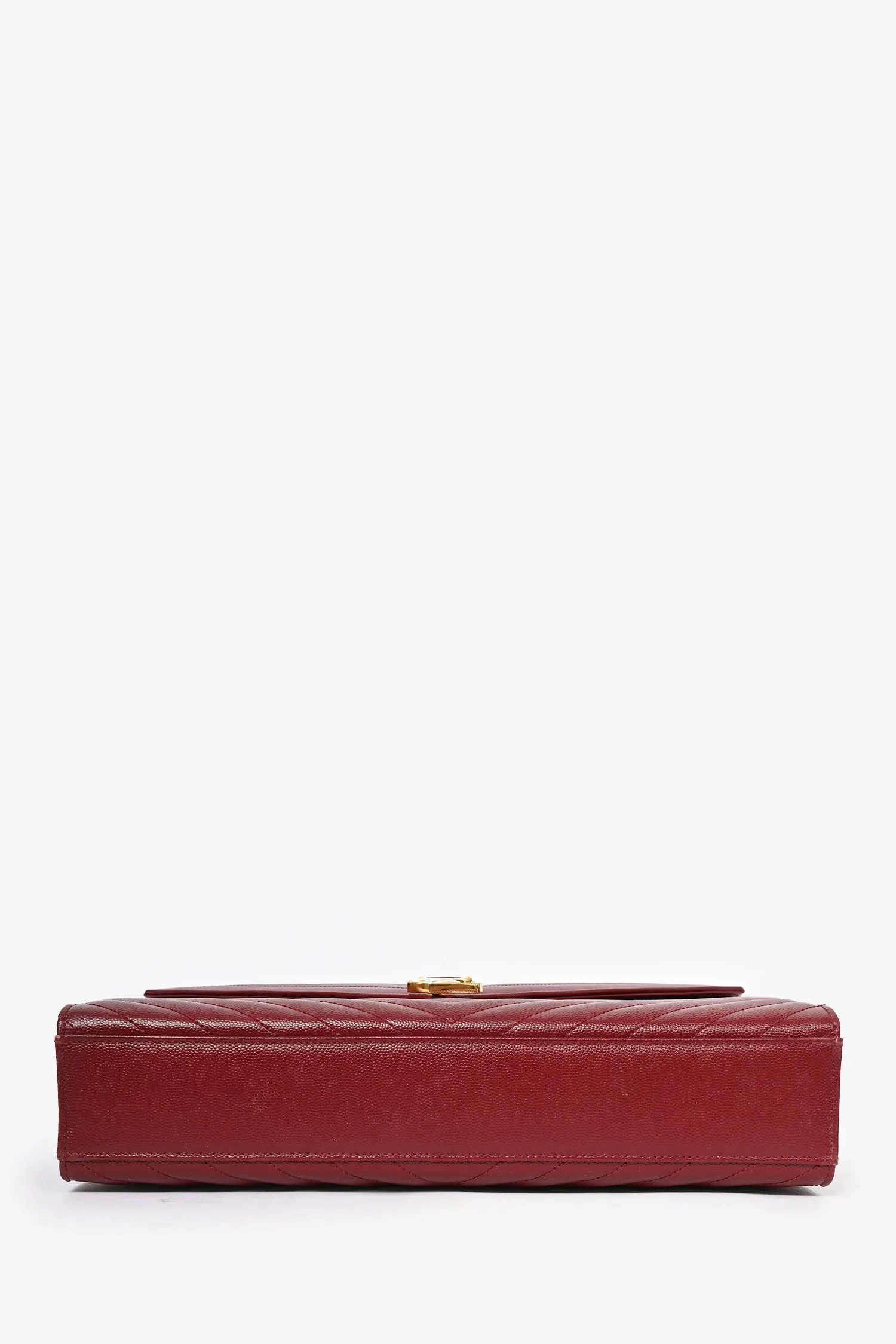 Saint Laurent 2015 Burgundy Chevron Leather Large Envelope Shoulder Bag