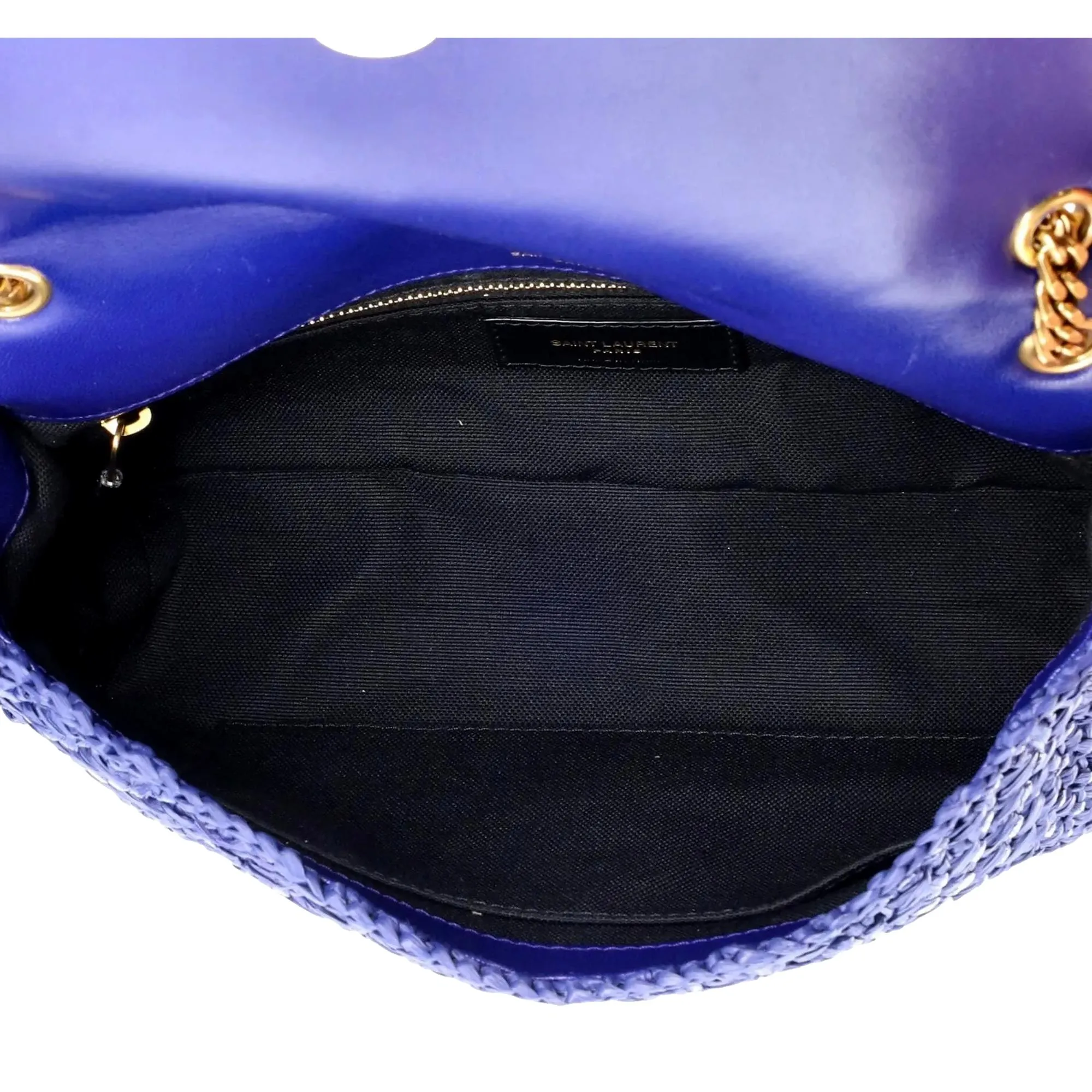 Saint Laurent Jamie Monogram Blue Raffia Shoulder Bag
