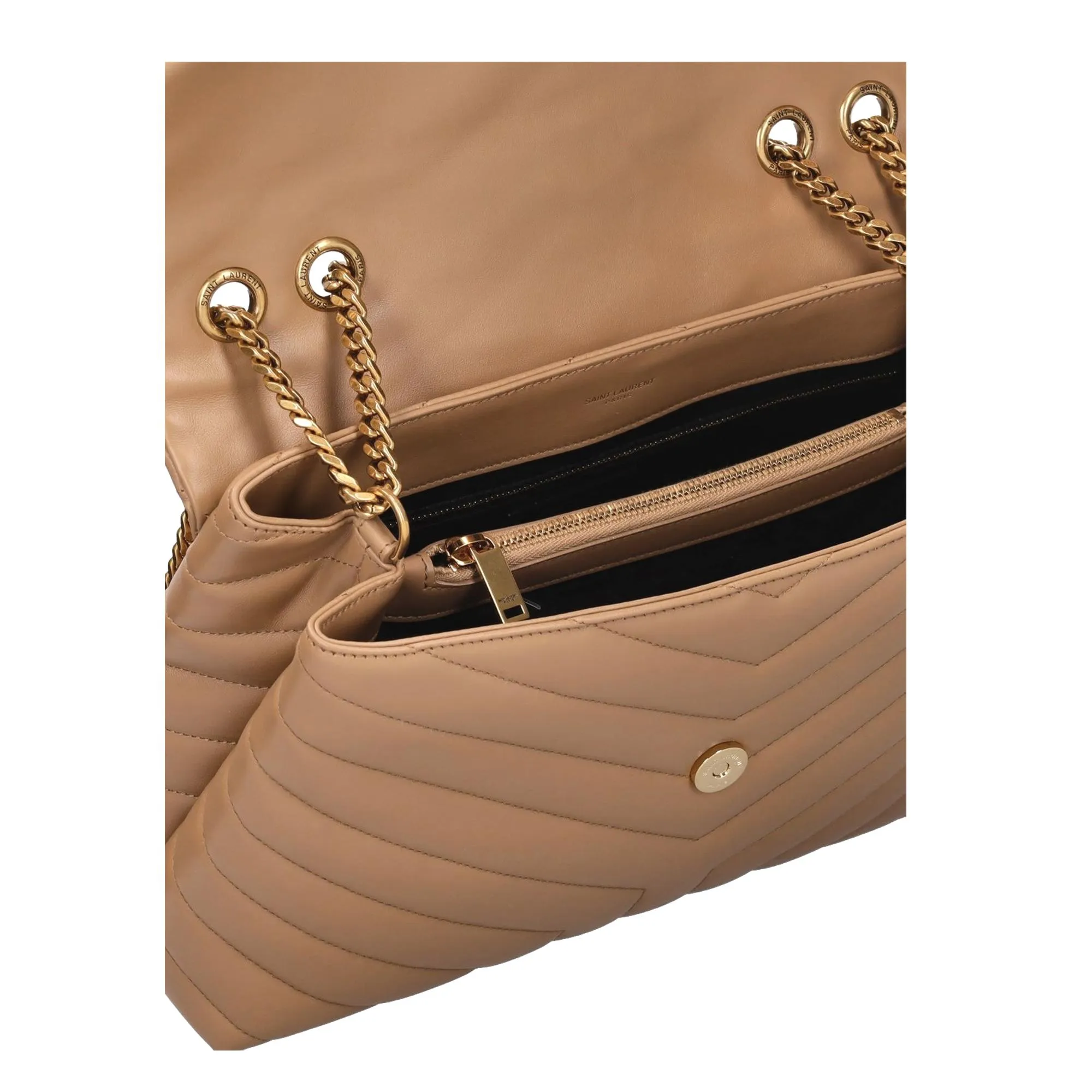 Saint Laurent Loulou Monogram Tan Quilted Leather Medium Shoulder Bag