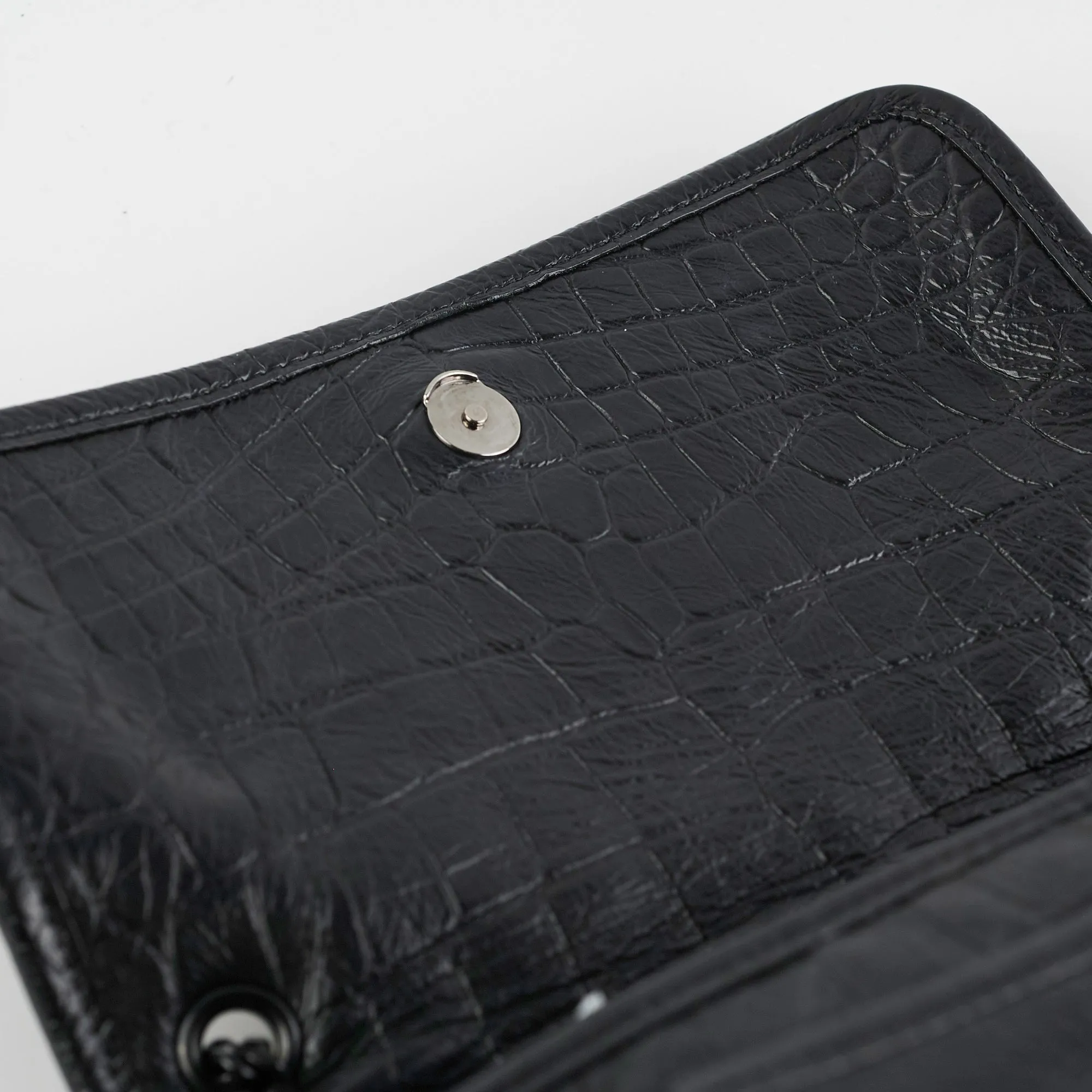 Saint Laurent Niki Baby Croc Embossed Shoulder Bag