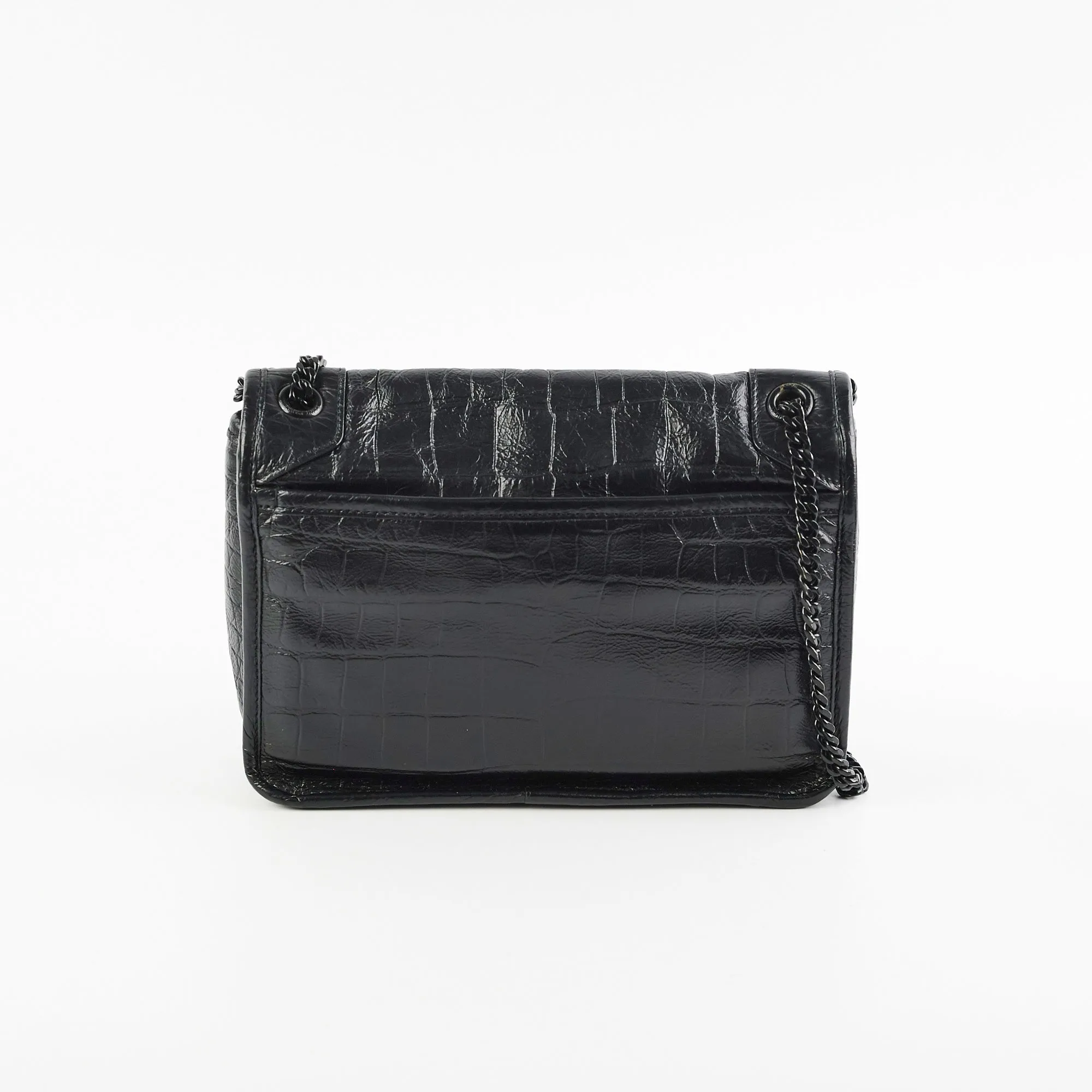 Saint Laurent Niki Baby Croc Embossed Shoulder Bag