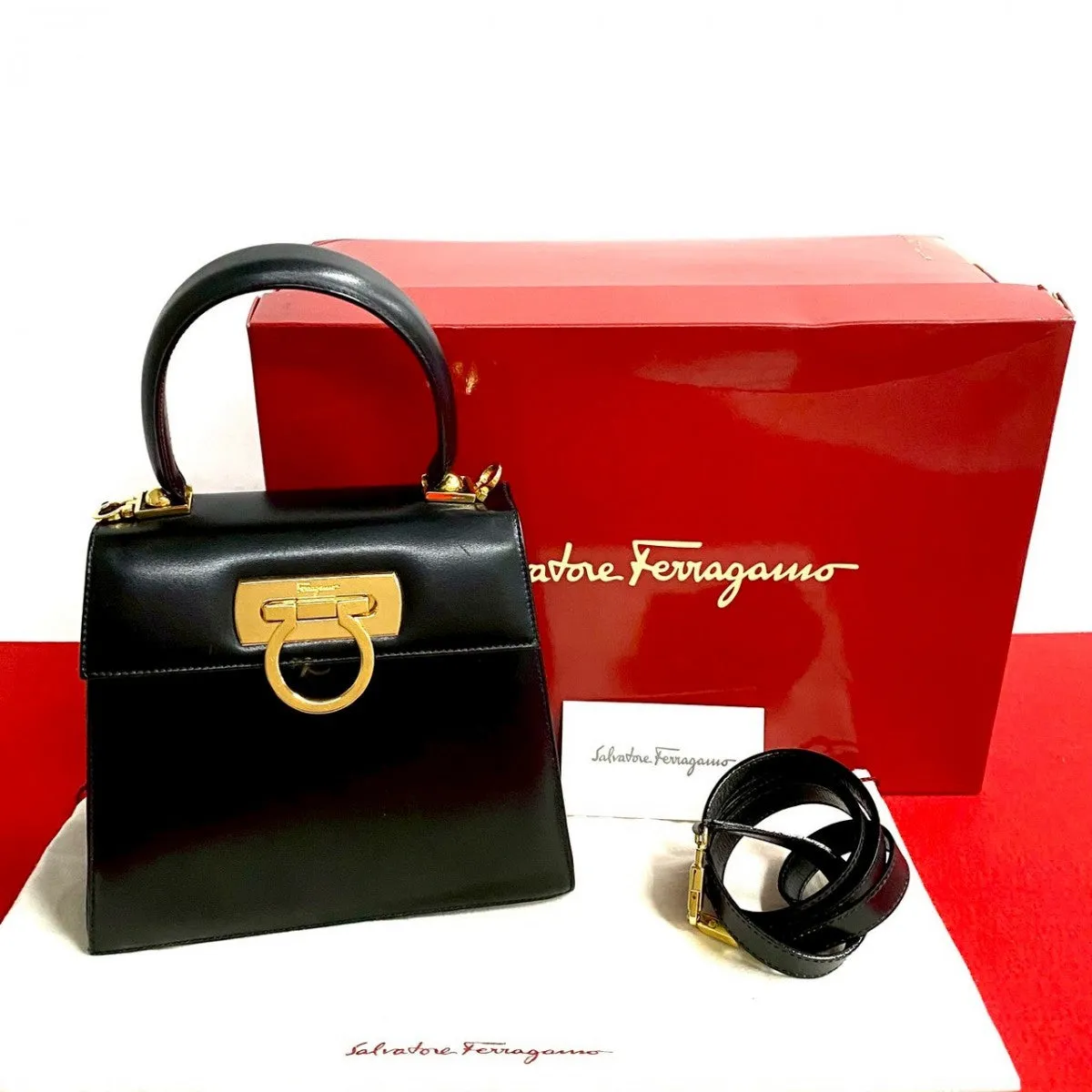 Salvatore Ferragamo Shoulder Bag Calfskin black