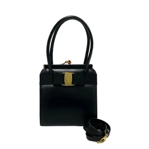 Salvatore Ferragamo Shoulder Bag leather black Vara ribbon Women Used