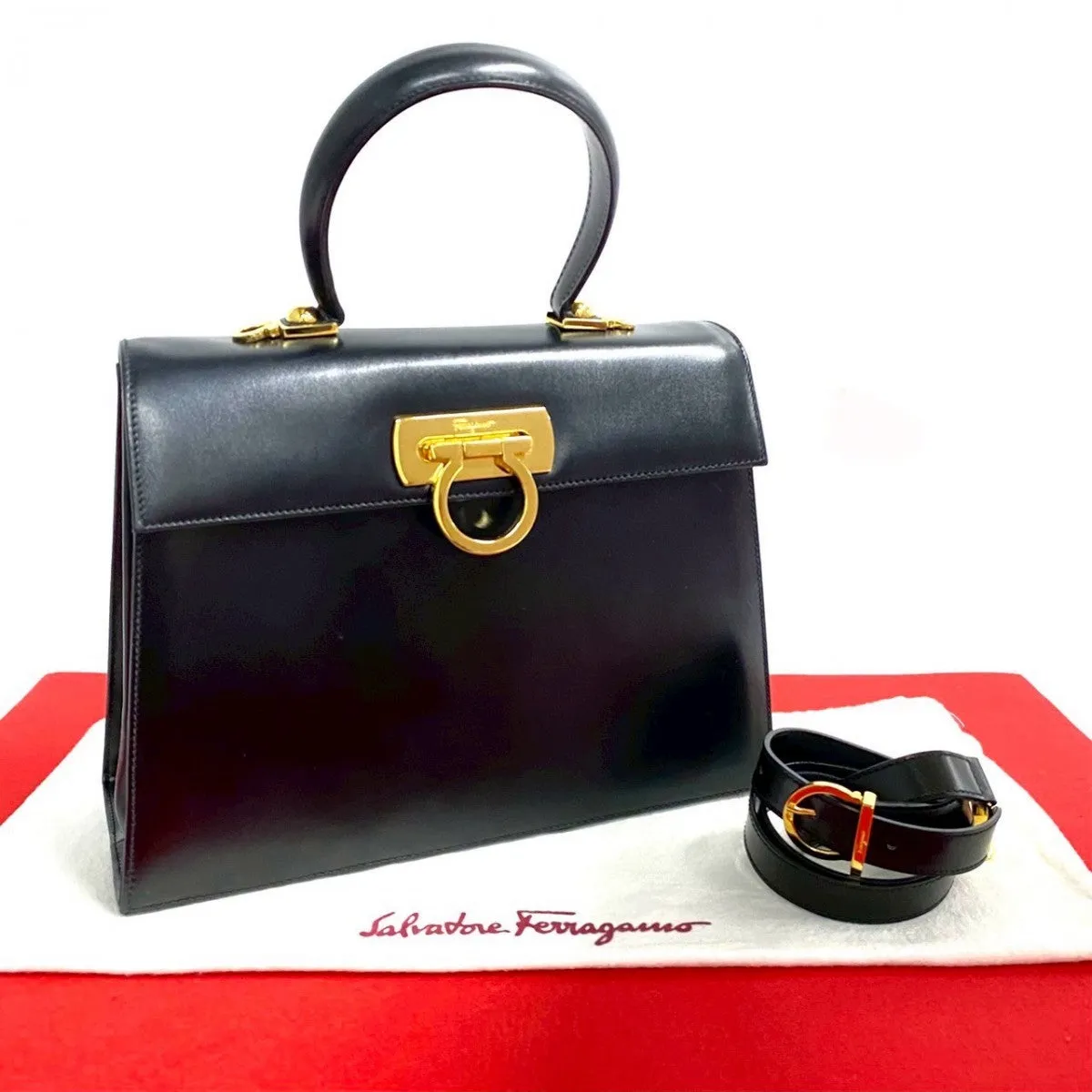 Salvatore Ferragamo Shoulder Bag leather black