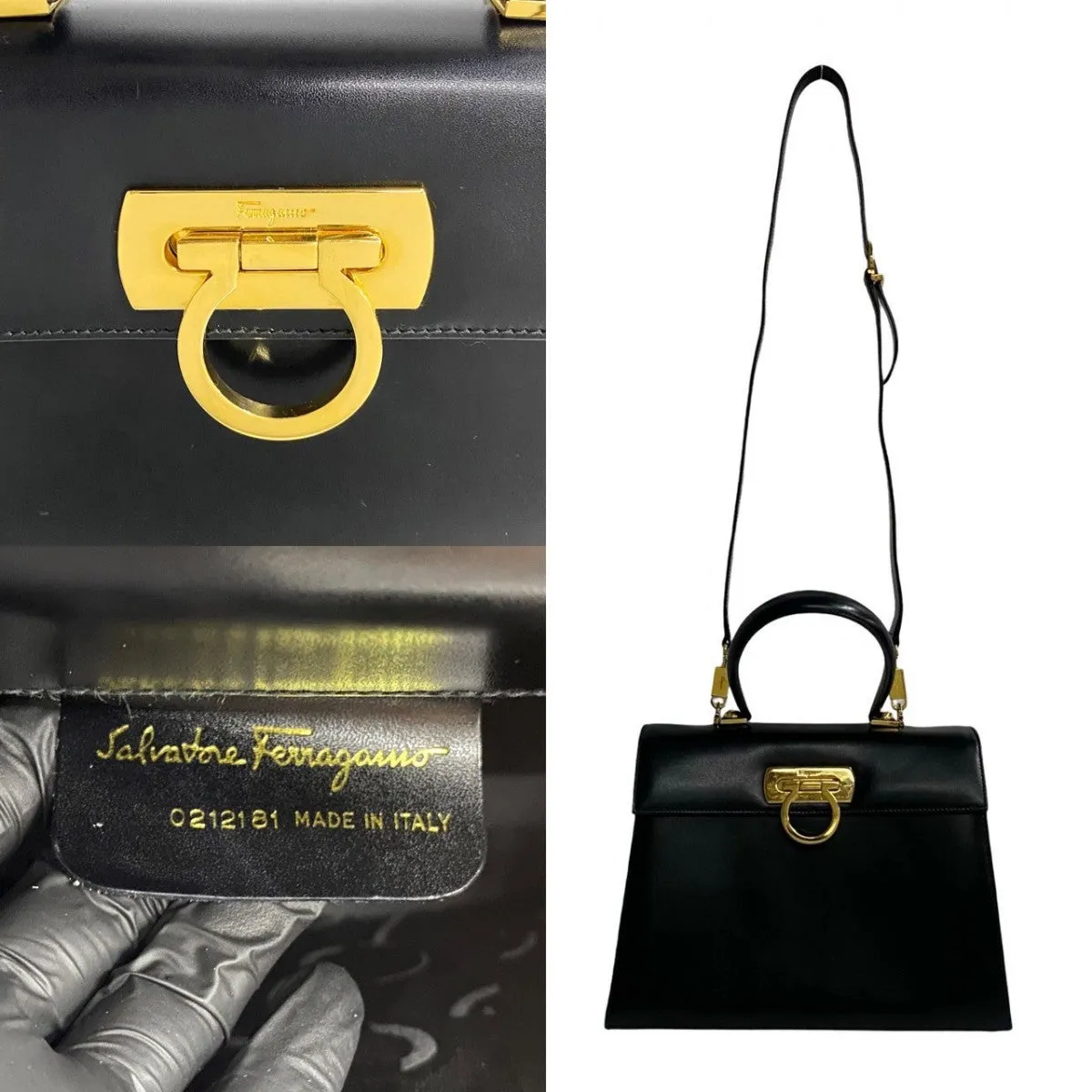 Salvatore Ferragamo Shoulder Bag leather black