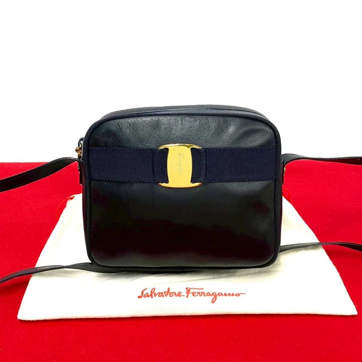 Salvatore Ferragamo Shoulder Bag leather Navy