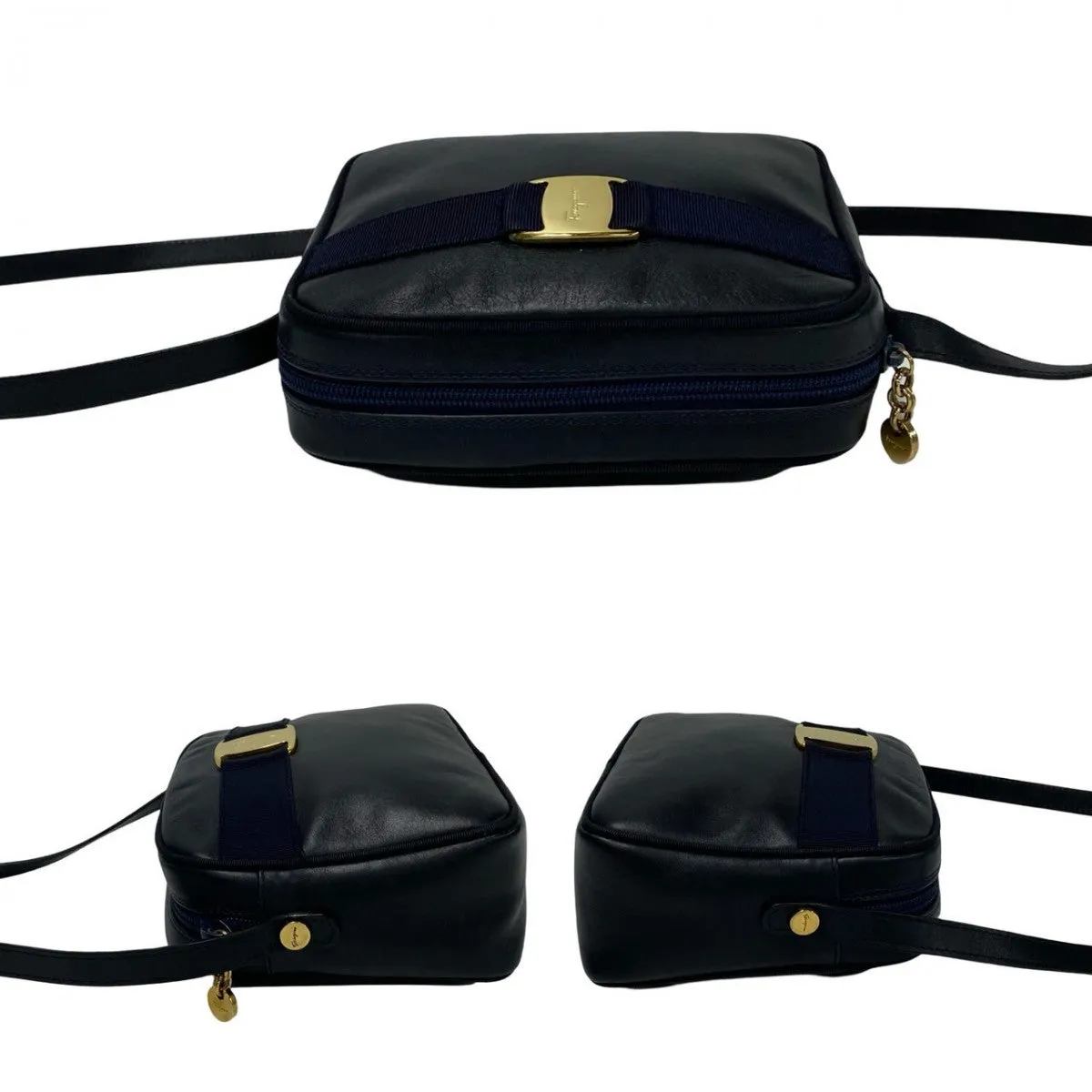 Salvatore Ferragamo Shoulder Bag leather Navy