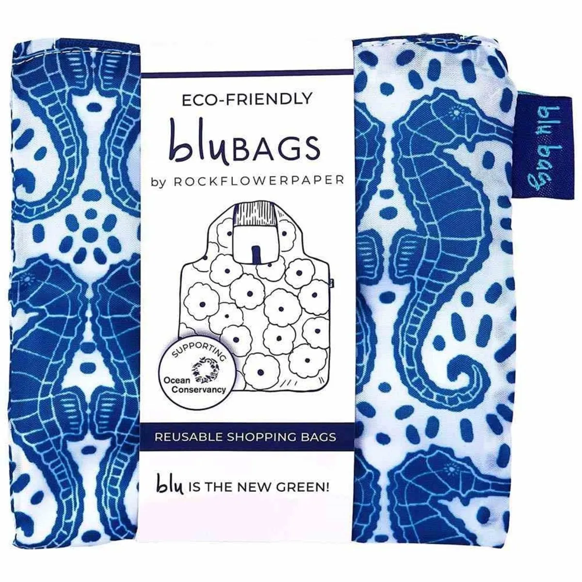 Seahorses blu Reusable Shopping Bag-Machine washable