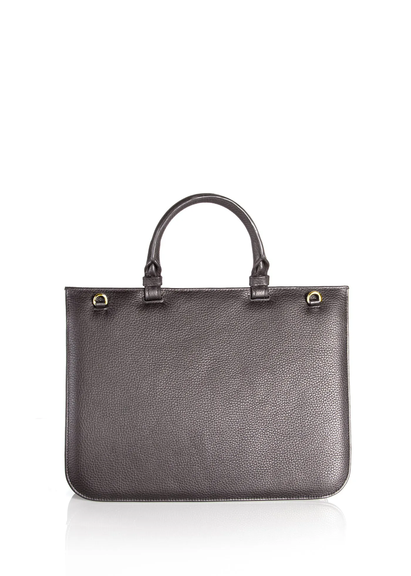 Sydney Convertible Satchel - Dark Brown Leather, Tiger Eye Grommet