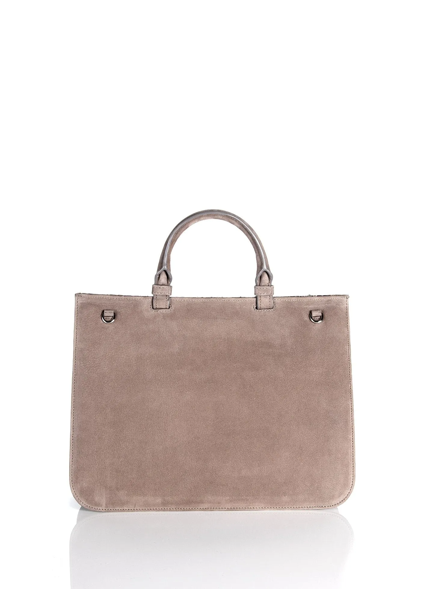 Sydney Convertible Satchel - Light Brown Suede & Python, Topaz Grommet
