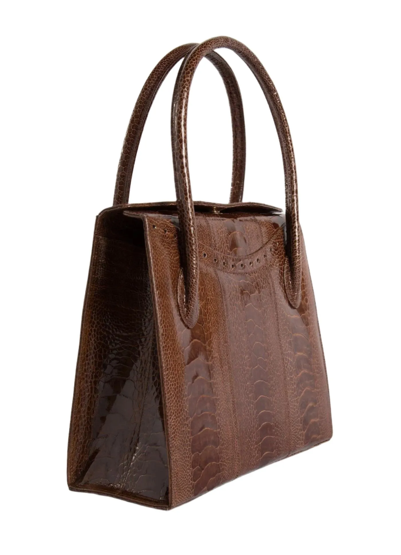 Thompson Tote - Cognac Ostrich Leg, Gemstone Accents, Gold