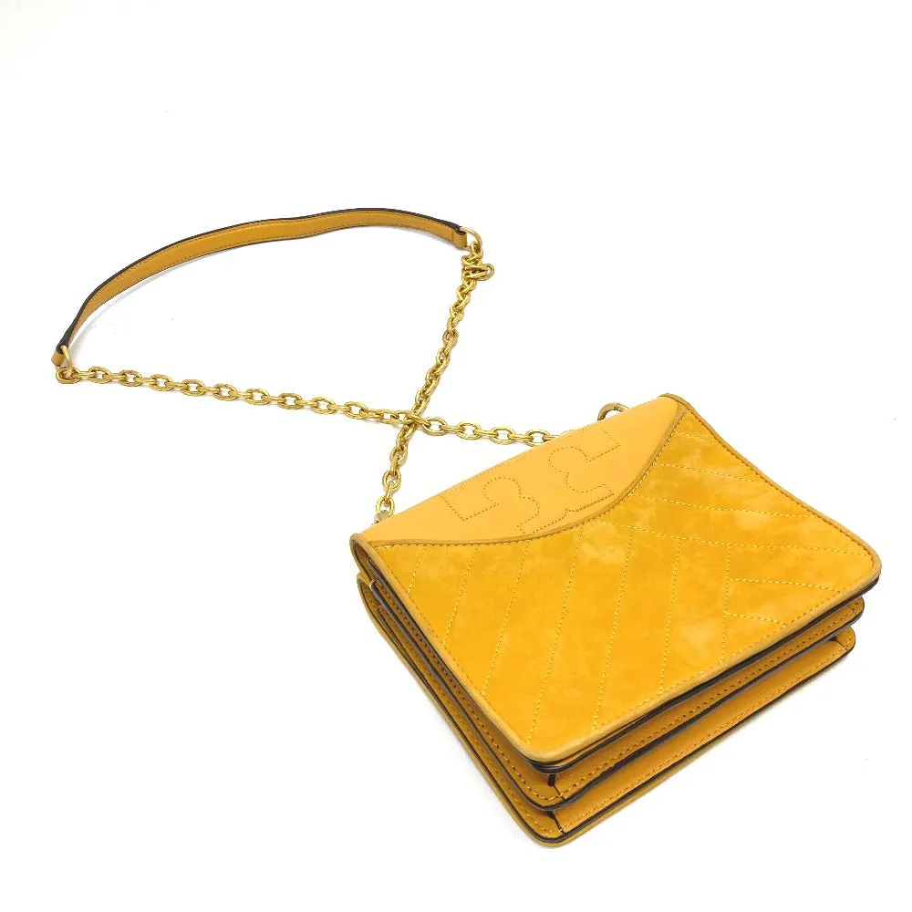 Tory Burch Shoulder Bag Lamb leather yellow logo Women Used