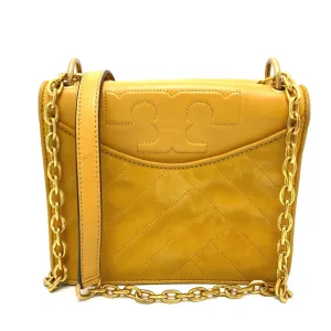 Tory Burch Shoulder Bag Lamb leather yellow logo Women Used