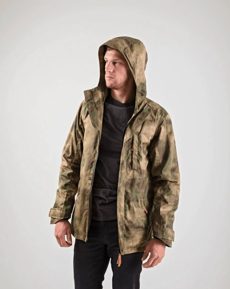 Troy Mens Wax Jacket - Khaki and Camo