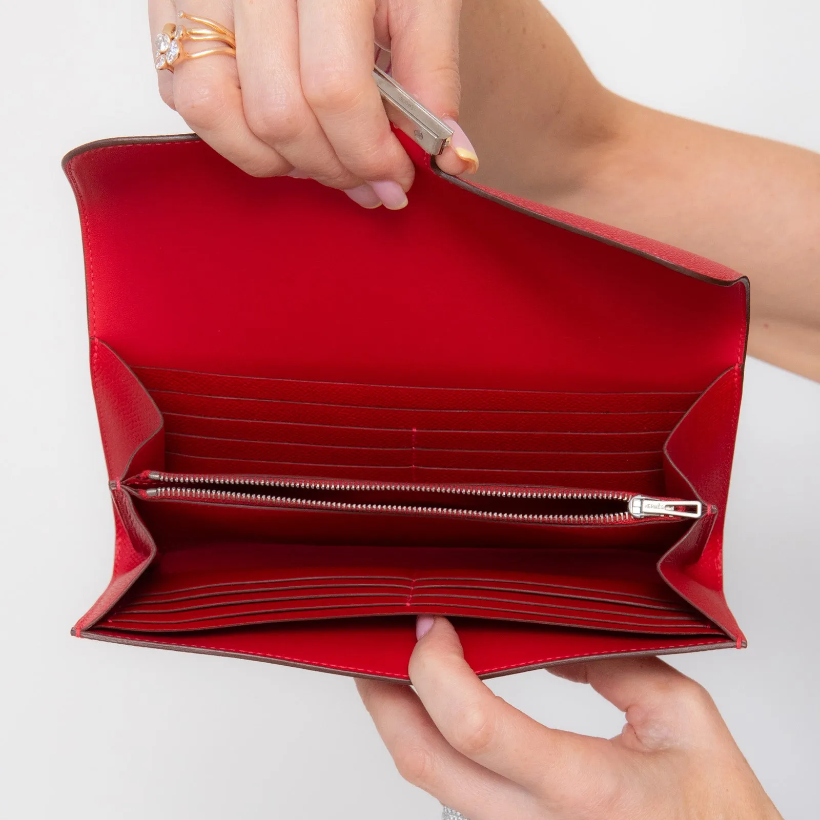 **UNUSED** Hermes Red  Constance Long Wallet Clutch