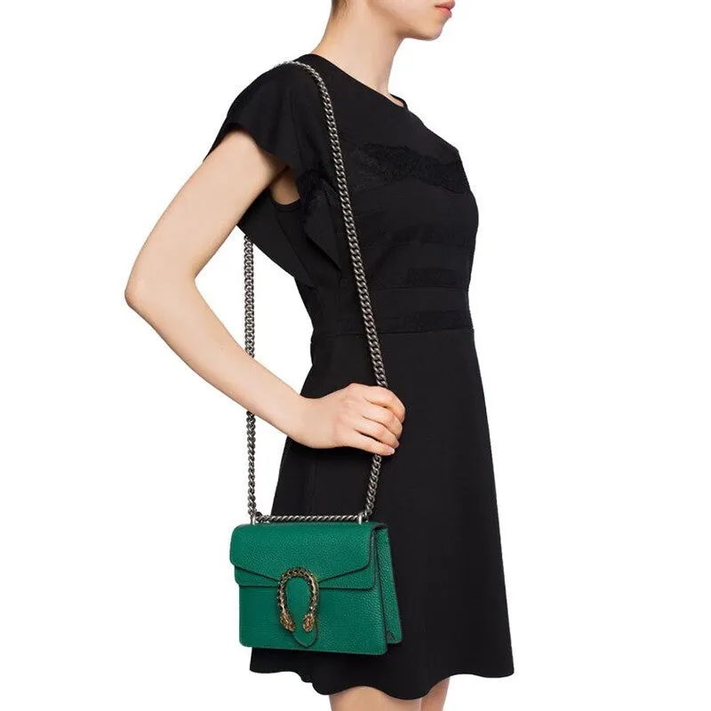 (WMNS) GUCCI Dionysus Tiger Head Leather Chain Shoulder Messenger Bag Mini Green Classic 421970-CAOGX-3120