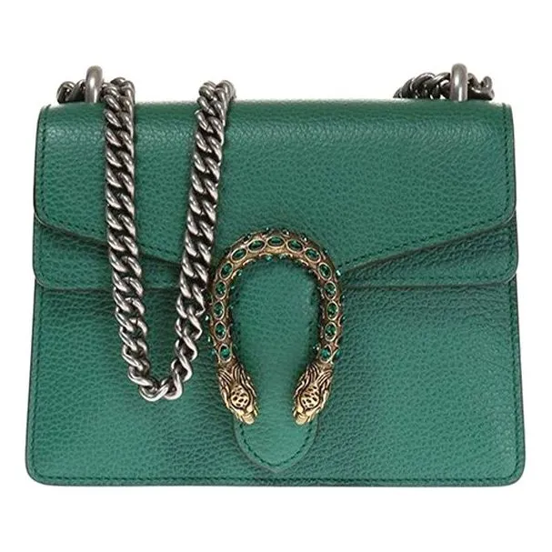 (WMNS) GUCCI Dionysus Tiger Head Leather Chain Shoulder Messenger Bag Mini Green Classic 421970-CAOGX-3120