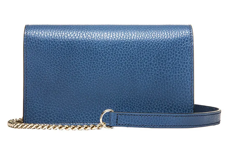 (WMNS) GUCCI Logo Double G Leather WOC Chain Shoulder Messenger Bag Blue Classic 510314-CAO0G-4231